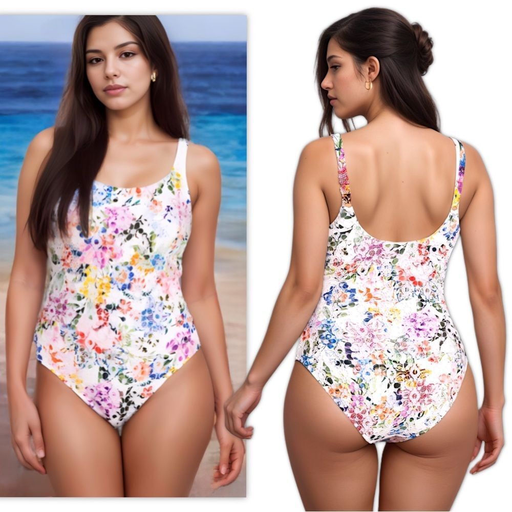 Johnny Was Neon Jungle Eyelet One Piece Swimsuit - Picture 16 of 16